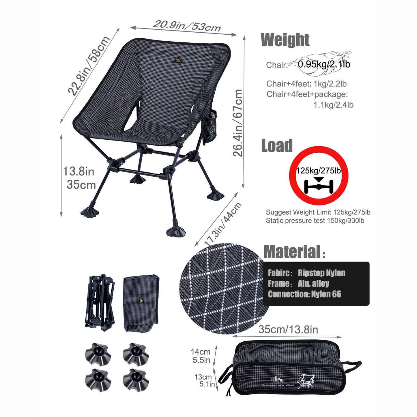 Square-Frame Camping Chair