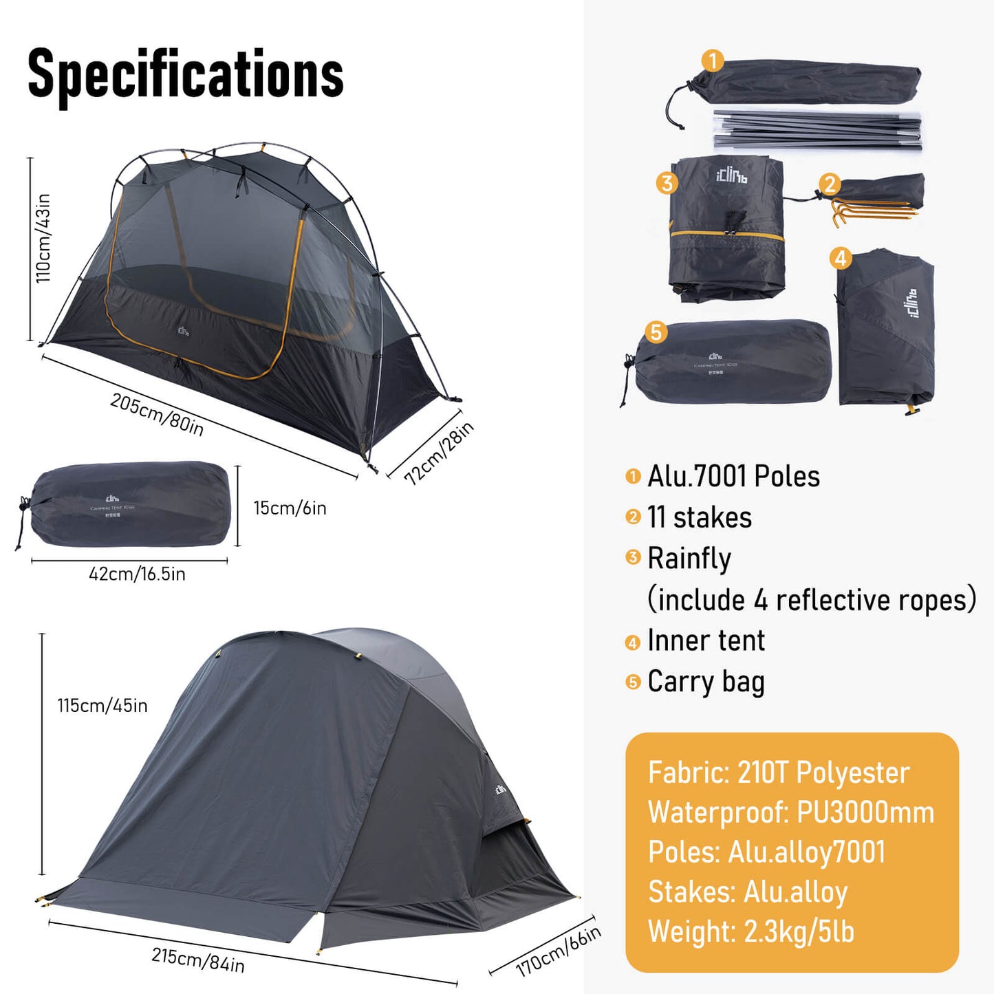 1-Person Ultralight Backpacking Tent