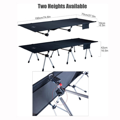 高さ2段階調節折りたたみコット