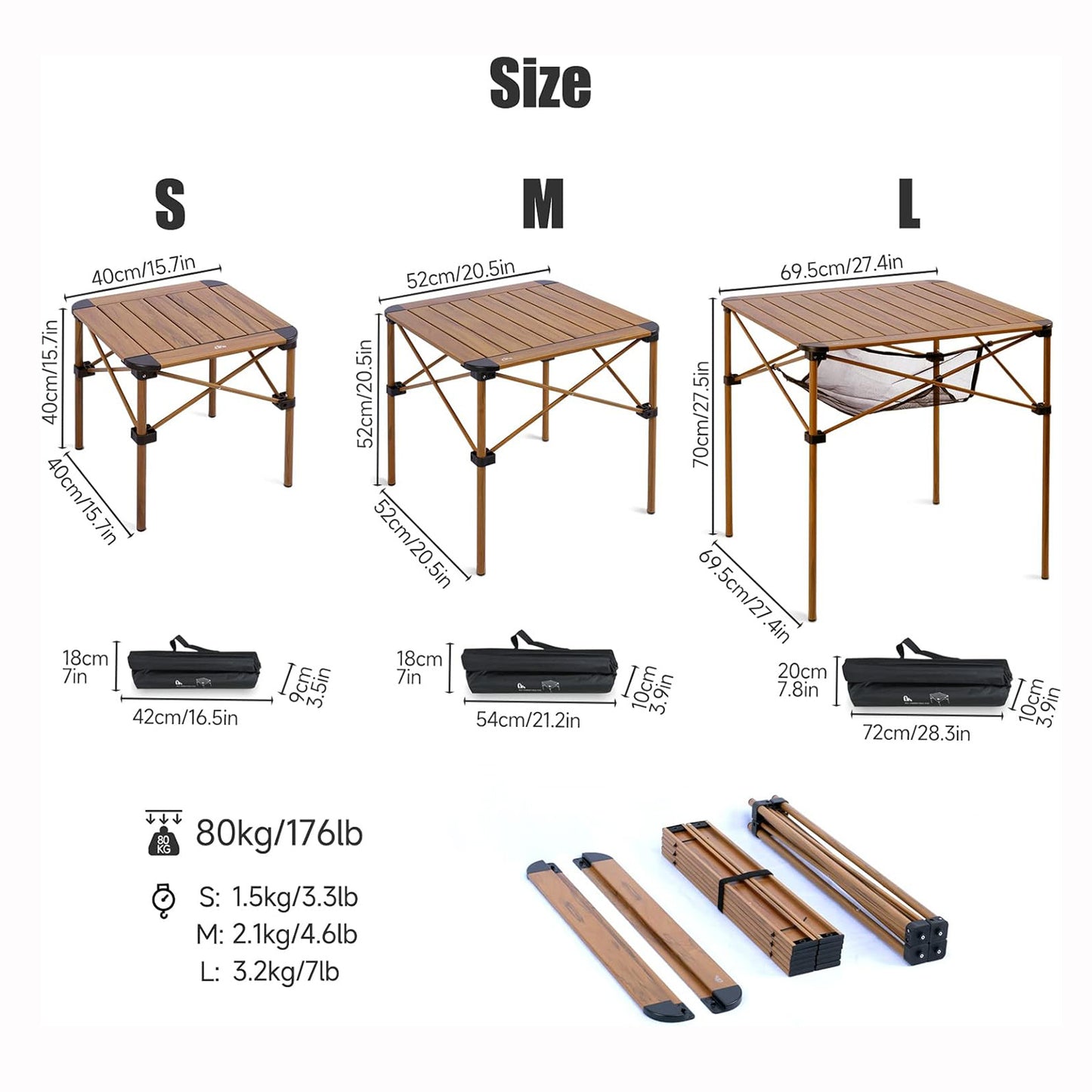 Alu. Folding Square Table S/M/L